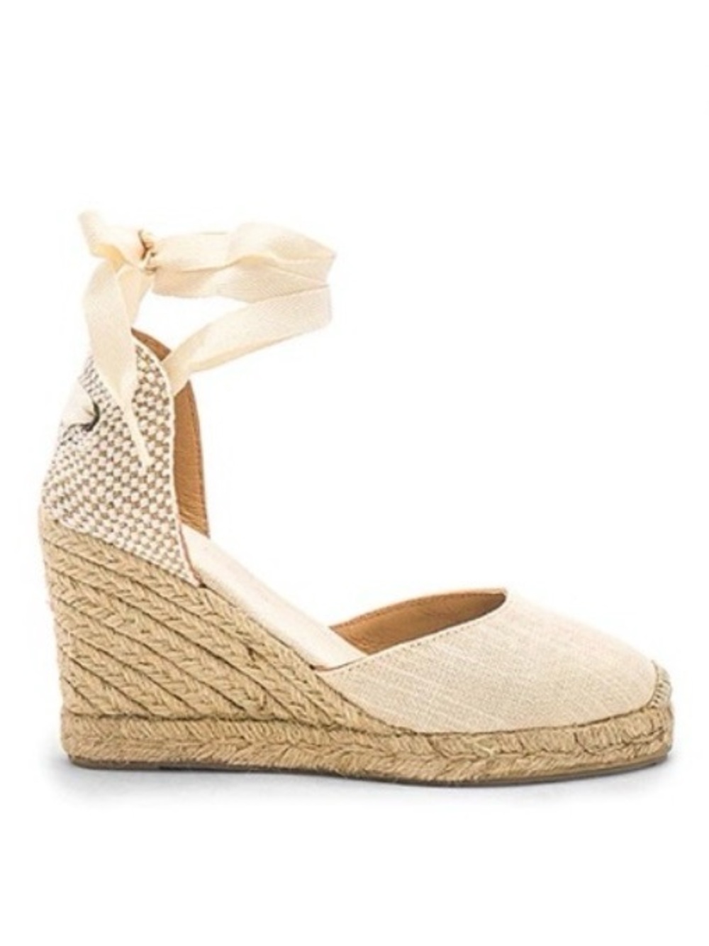 Soludos Cream Ankle-Tie Espadrille Wedge